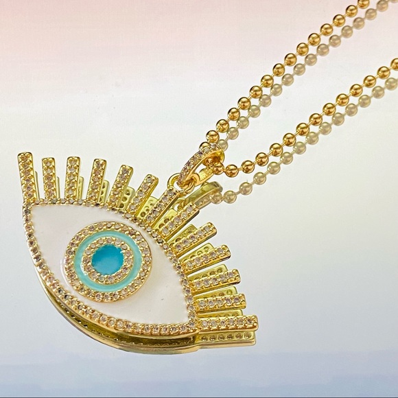 Evil Eye with Lashes Necklace - Picture 3 of 10